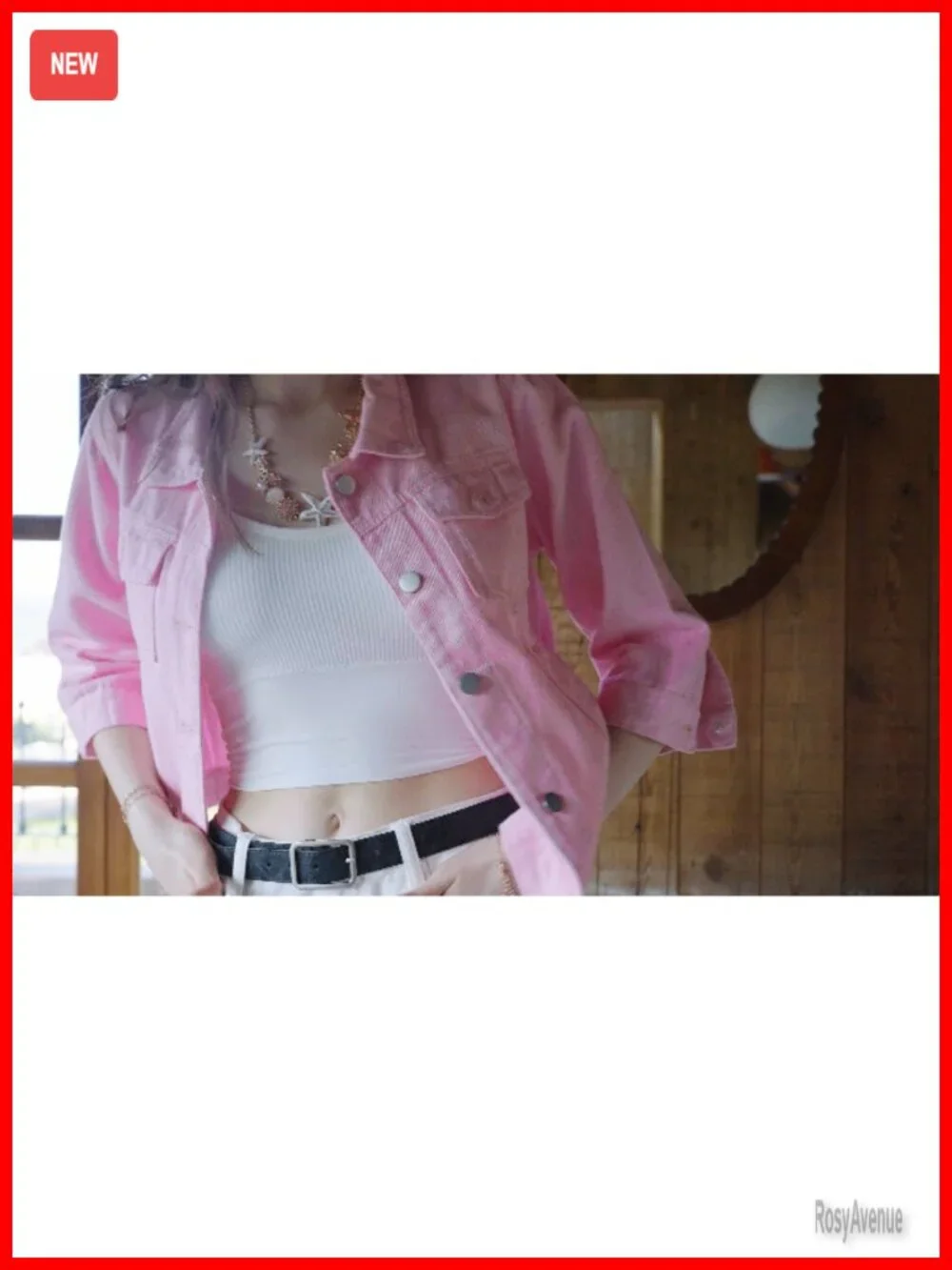 3/4 Sleeve Cropped Denim Jacket Button Down Trucker Jean Jacket Coat